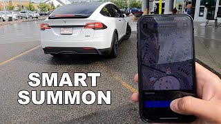 Tesla Smart Summon in a Mall Parking Lot  Does it Actually Work [upl. by Ulah827]