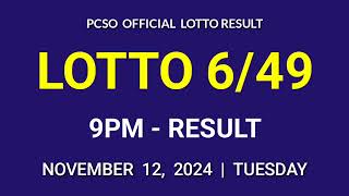 649 LOTTO RESULT TODAY 9PM DRAW November 12 2024 Tuesday PCSO SUPER LOTTO 649 Draw Tonight [upl. by Ecirtac842]