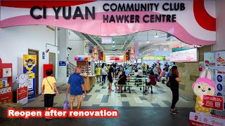 Ci Yuan Hawker Centre is now open after 3 months long renovation  Singapore [upl. by Norramic2]