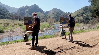 RETURN to MALIBU CREEK plein air OIL PAINTING southern california [upl. by Suillenroc54]