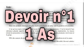 Français 1AS devoir n°1 الفرض الأول في اللغة الفرنسية مستوى أولى ثانوي [upl. by Sarson138]