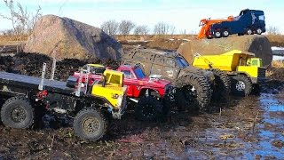 RC ADVENTURES  MUD BATH  5 Trucks get Dirty [upl. by Oiluig876]