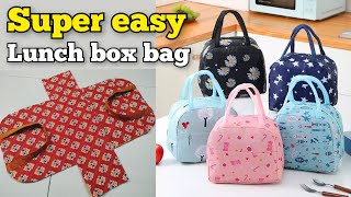 SUPER EASY LUNCH BOX BAG  PICNIC BAG making at home  handbag  bag cutting and stitching  purse [upl. by Ardnaskela931]