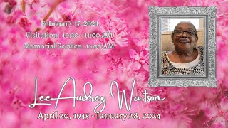 Celebration of Life Service for Mrs Lee A Watson [upl. by Annairol77]