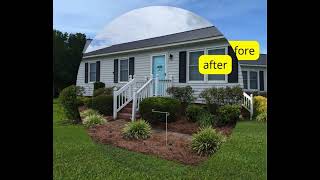 Before and after garden bed  flower bed makeover by Tayloes Lawn Care of Aulander NC [upl. by Ahsikat]