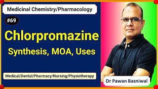 Chlorpromazine Synthesis MOA Uses  Antipsychotic Dopamine Receptor BlockerPharmacologyMed Chem [upl. by Lehcyar]