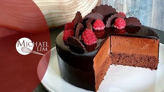 How To Make Chocolate Mousse Cake  Mirror Glaze Cake  chocolate Cake  by Michael Lim [upl. by Nerrot]