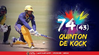 Quinton de Kock CRUSHES 74 from 43 vs Jamaica Tallawahs  CPL 2022 [upl. by Eikcir]