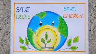 Energy Conservation Poster Drawing Easy Energy Conservation Poster Drawing for childrens [upl. by Aruol]