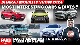 Maruti Suzuki eVX Tata Curvv Harrierev amp more  Bharat Mobility Global Expo 2024  evo India [upl. by Wiltshire]