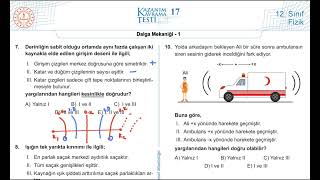 Test17 Dalga Mekaniği  1 Meb Kazanım Kavrama Testi 12 Sınıf  KK17 [upl. by Nylaf409]