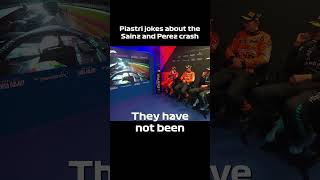 Piastri jokes about Sainz and Perez crash  Cooldown room  Azerbaijan Grand Prix [upl. by Aiuqet224]