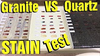 Granite Vs Quartz Countertop Stain Test Which is Better [upl. by Thurnau412]