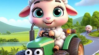 Le mouton heureux va travailler avec le tracteur vert  Comptines pour enfants [upl. by Norek277]