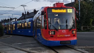 Sheffield SuperTram 105 From Middlewood To Meadowhall [upl. by Anytsyrk]