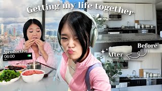 GETTING MY LIFE TOGETHER depression being productive✨ kitchen MAKEOVER selfcare workout [upl. by Anahsal]