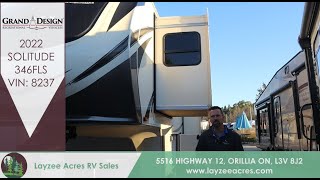 2022 Grand Design Solitude 346FLS Vin 8237  Layzee Acres RV Sales [upl. by Carlick486]