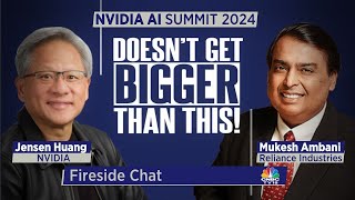 NVIDIAs Founder amp CEO Jensen Huang Fireside Chat With Mukesh Ambani  NVIDIA AI Summit  CNBC TV18 [upl. by Romo474]