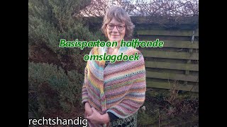 Breien  tutorial 566 Basispartoon halfronde omslagdoek [upl. by Bubb]