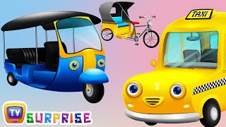 Surprise Eggs Toys – Public Transport Vehicles for Kids Part 2  Rickshaw Tuk Tuk amp more  ChuChuTV [upl. by Anastatius]