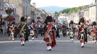 Scotland the Brave by the Massed Bands on the march after the 2019 Dufftown Highland Games in Moray [upl. by Eelan442]