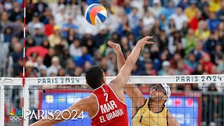 Brazil avoids Olympic beach volleyball upset vs Morocco  Paris Olympics  NBC Sports [upl. by Airec]