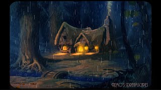 A rainy Autumn night in a Cozy Cottage w vintage oldies playing in another room Cottagecore [upl. by Libna]