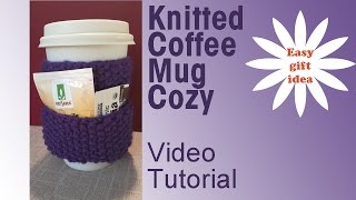 Knitted Coffee Mug Cozy  Easy Holiday DIY Gifts [upl. by Laertnom]