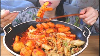 ASMR SPICY CHEESY RICE CAKES  TTEOKBOKKI  EATING SOUNDS  NO TALKING [upl. by Erialcyram]