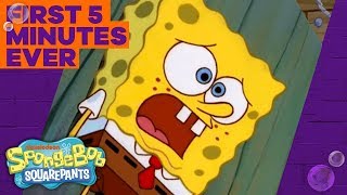 SpongeBobs Official Debut 🦀 The Very FIRST 5 Minutes of SpongeBob [upl. by Nonnad495]