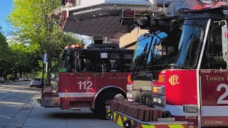 🔥 FIRE 🔥 chicago fire department engine 112 Tower ladder 21 responding [upl. by Ahcsat422]