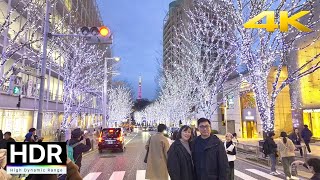 Tokyo Winter Illuminations  Roppongi Night Walk 4K HDR [upl. by Azial]