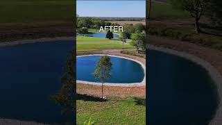 Green swamp 👹 to clear pristine water ✨ Stunning rock lining Pond MAKEOVER📍Grain Valley Missouri [upl. by Ayatahs]