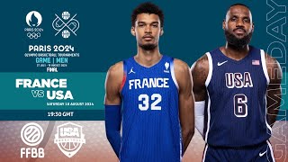 France vs USA Live score I FINAL Mens Olympic Basketball Paris 2024 [upl. by Ackley]