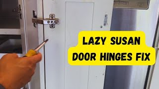 how to fix corner hinges cabinet replacing hinges angle corner for lazy susan cabinet door [upl. by Ntsud28]