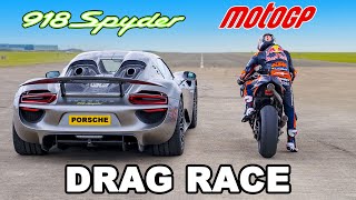 Porsche 918 Spyder v Red Bull MotoGP Bike DRAG RACE [upl. by Charleen]