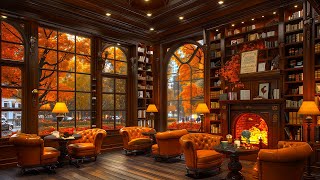 Crackling Fireplace with Jazz Relaxing Music at Cozy Coffee Shop Ambience  Smooth Jazz Instrumental [upl. by Surad283]