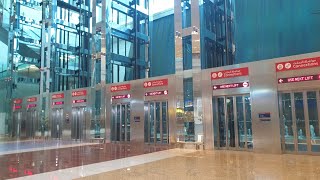 4 HUGE automatic ThyssenKrupp elevators Terminal 3 Dubai International Airport UAE [upl. by Notnirt]