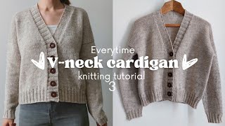 ♡ Knitting a Vneck cardigan tutorial ♡ part 3 [upl. by Joni494]