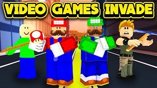 VIDEO GAMES INVADE JAILBREAK ROBLOX Jailbreak [upl. by Analem]