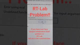 RT lab problem project initialization faild rtlab [upl. by Soma]