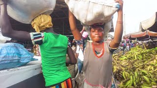 LOCAL AFRICAN CITY COMMUNITY MARKET AGBOGBLOSHIE GHANA ACCRA [upl. by Eelak929]