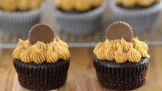 CHOCOLATE PEANUT BUTTER CUPCAKES SUPER MOIST [upl. by Ymirej]