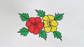 how to draw hibiscus flower for beginners very easy [upl. by Shelley]