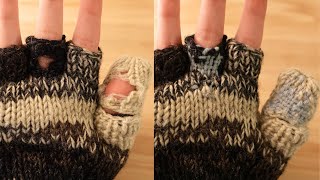 How to fix holes in gloves 🧤 darning for knits [upl. by Astto358]