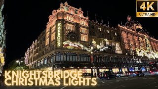 London Christmas Lights Tour 2024 ✨  Beautiful Festive Lights amp Shop Windows of Knightsbridge 4K [upl. by Lahsram]