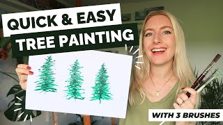 Quick amp Easy Tree Painting with 3 Brushes  Acrylic Art Tutorial [upl. by Nimra]