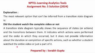 NPTELLearning Analytics Tools Assignment 5 Solution JulyOctober 2024 [upl. by Aaronson731]