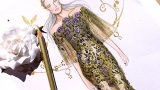 Fashion Illustration  Marchesa spring summer 2017  Nina Mid Illustrations [upl. by Reh]