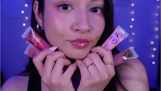 ASMR Lip Gloss Application Mouth Sounds Tapping Trigger Words [upl. by Snej333]